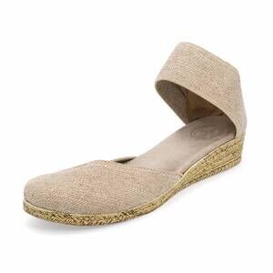 NEW CHARLESTON SHOE CO. women's chloe espadrille wedge sandal in linen